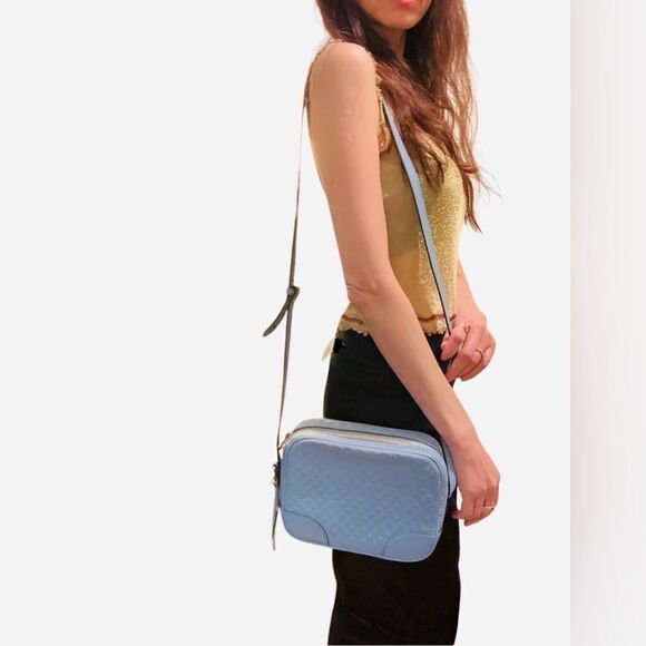 Gucci Micro GG Monogram Blue Leather Crossbody Bag - Picture 1 of 14